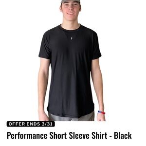 Three Bruce Bolt performance shirts